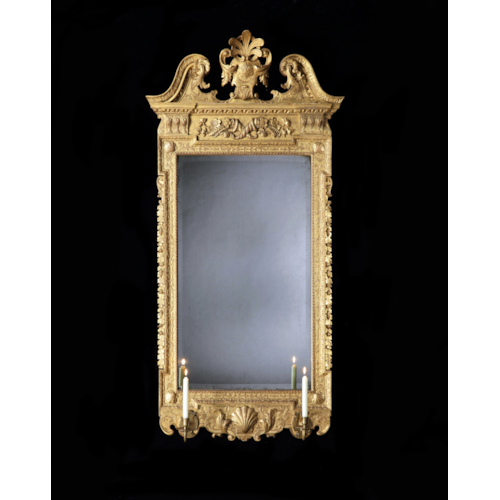 A Rare George II Carved Giltwood Mirror